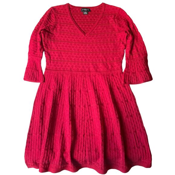 Liz Claiborne Women Dress size L Petite Half Sleeve V-neck KneeLength Red - Picture 1 of 10